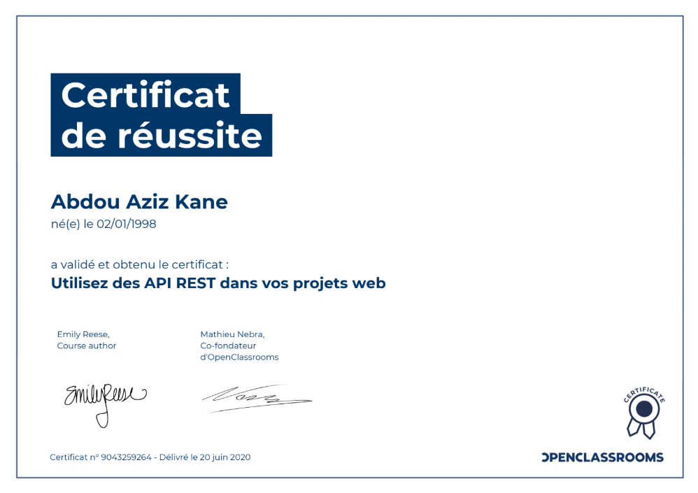 API - Certification Développement d’API