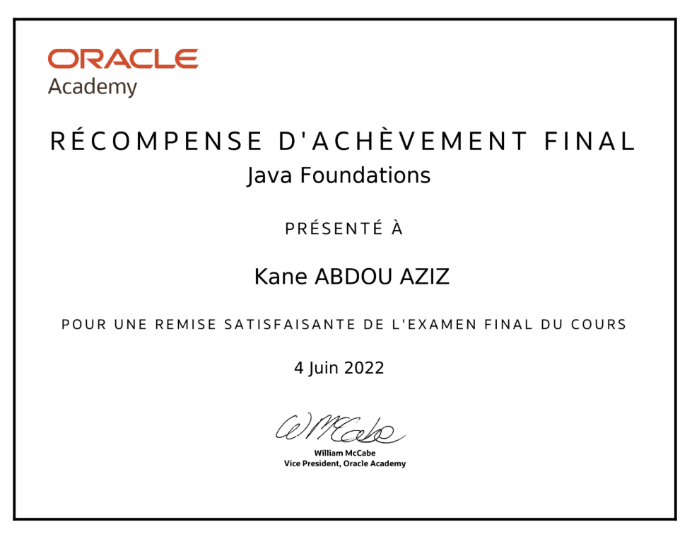 Oracle Java Foundations